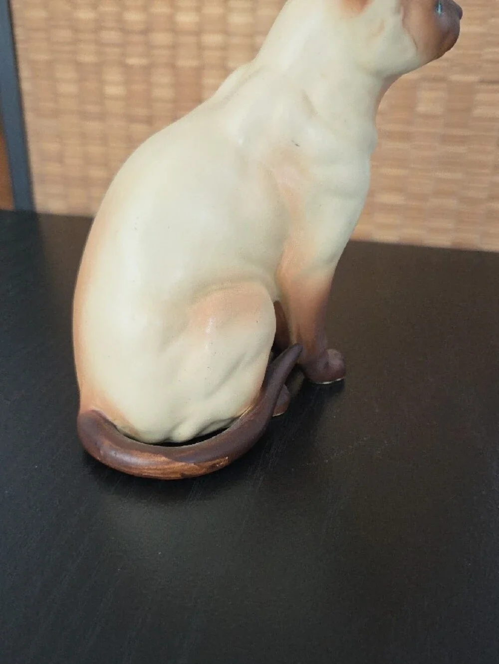 Vintage Cream and Brown Decorative Ceramic Siamese Cat Figurine - Pet Decor